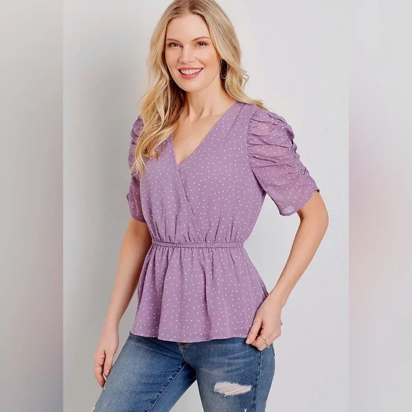 Maurices Polka•Dot Blouse 💜 - Picture 15 of 16